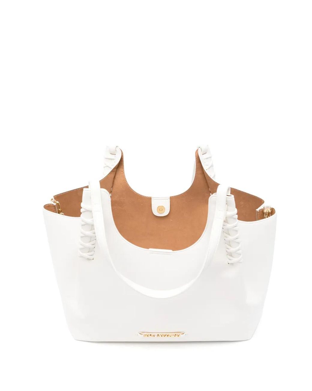 Love Moschino White Logo-Plaque Tote Bag