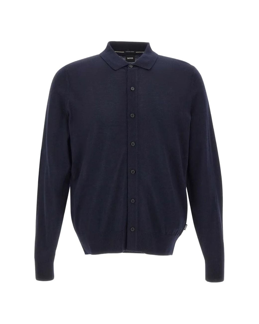 Boss Blue Merino Wool Cardigan for men