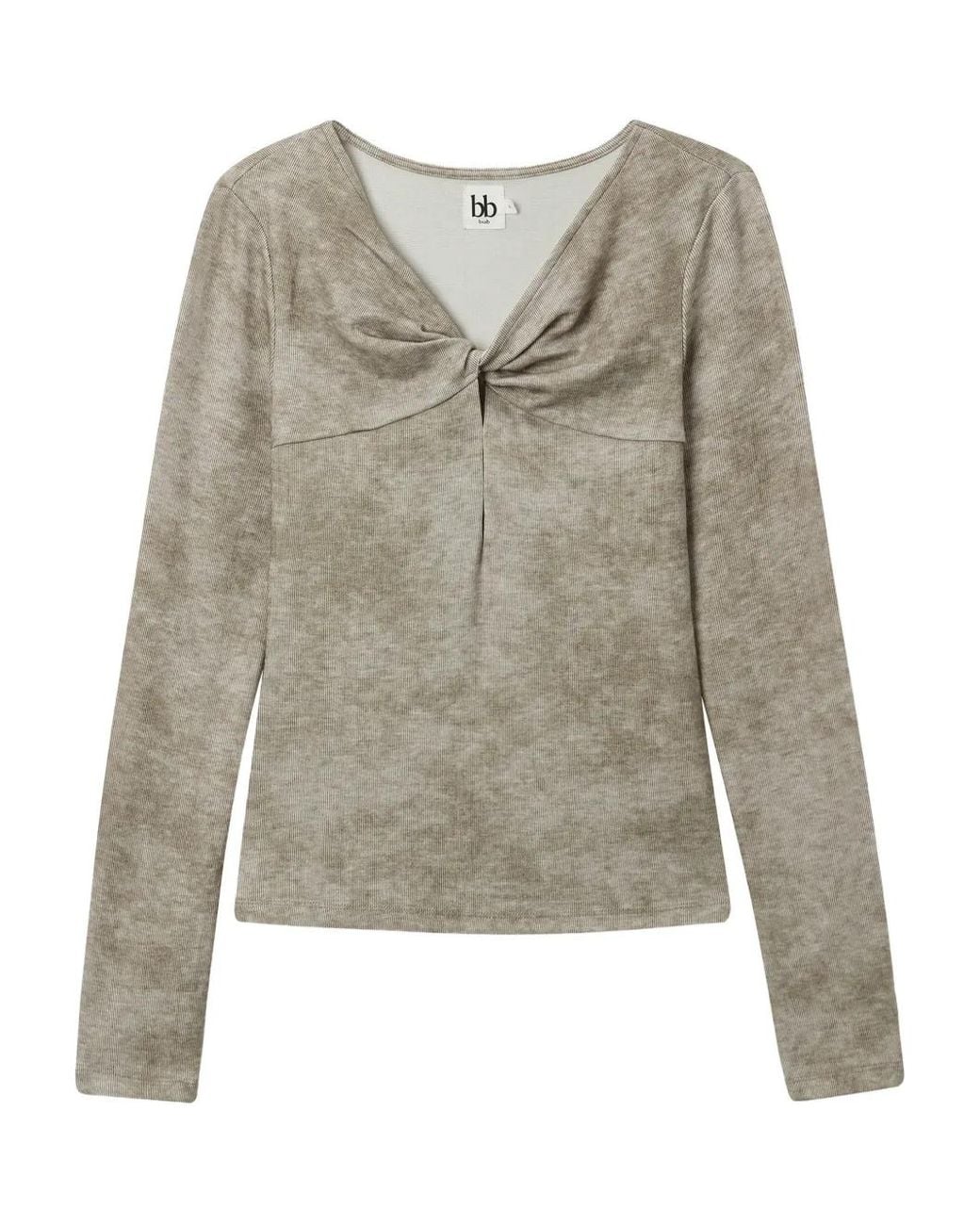 B+ AB Natural Knot-Detail Long-Sleeve Top