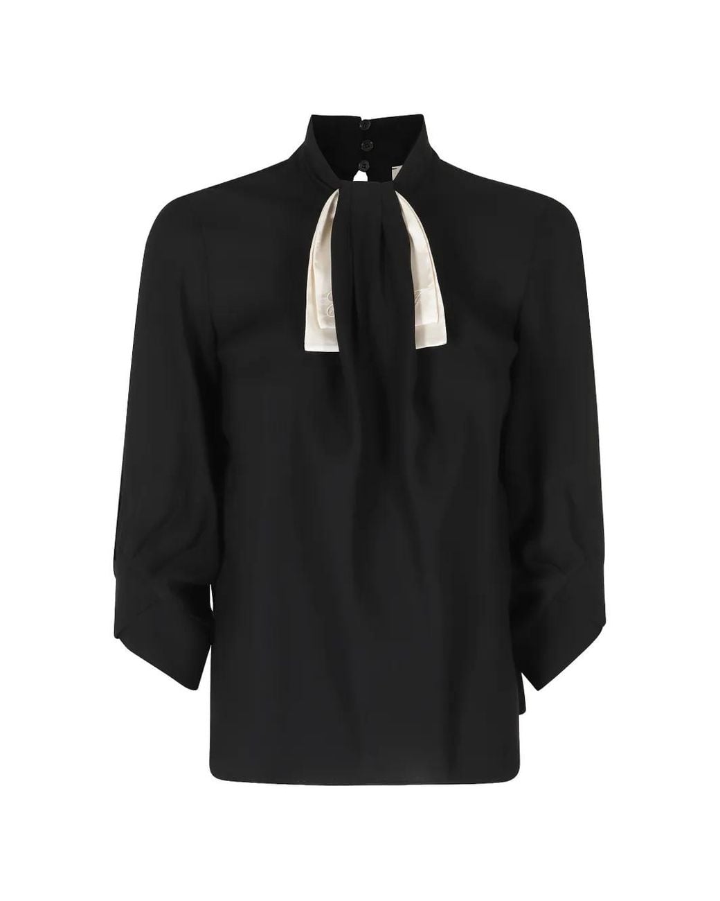 Elisabetta Franchi Black Bow-Detail High-Neck Blouse