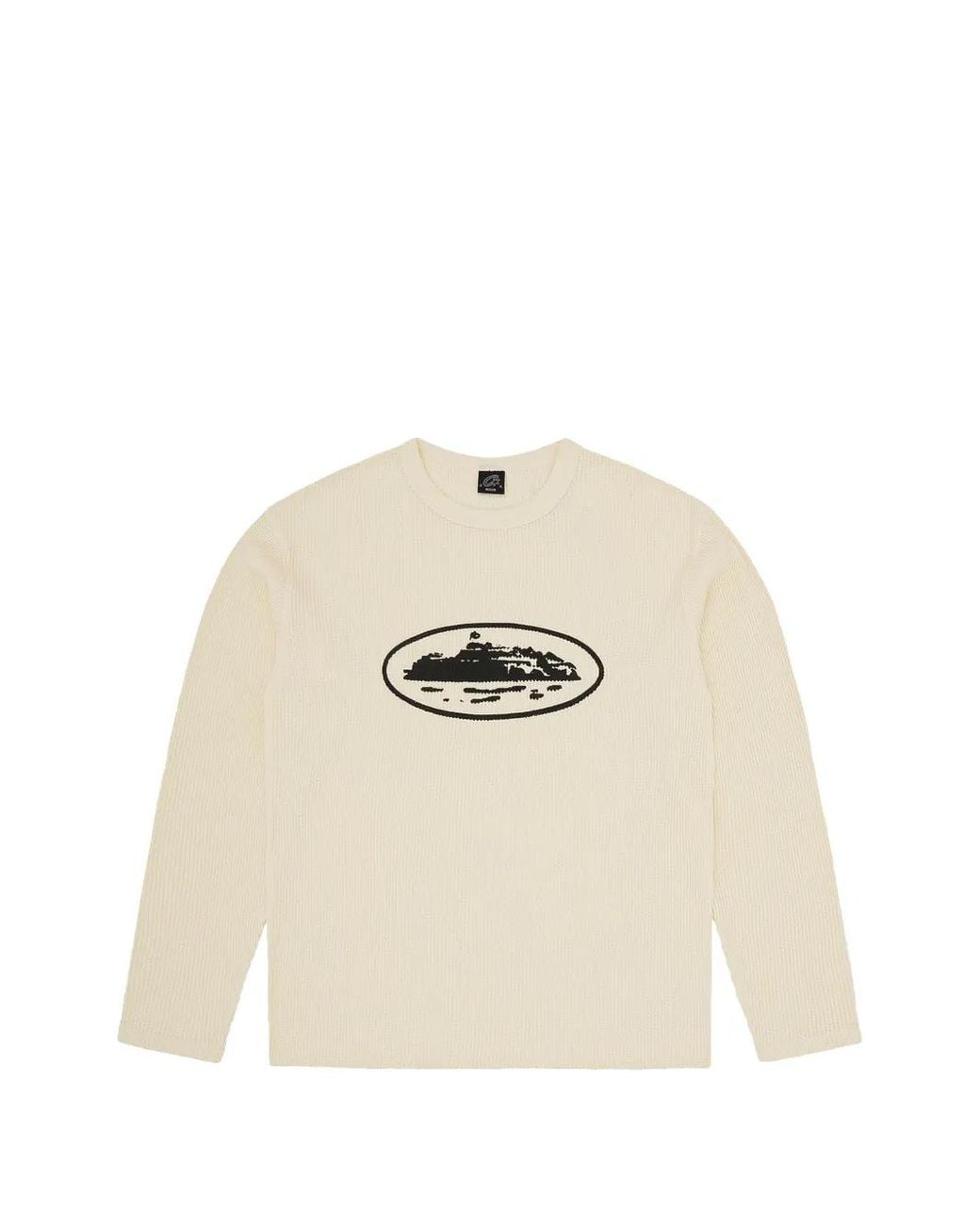 corteiz Natural Island Waffle-Knit Logo-Patch Sweater for men