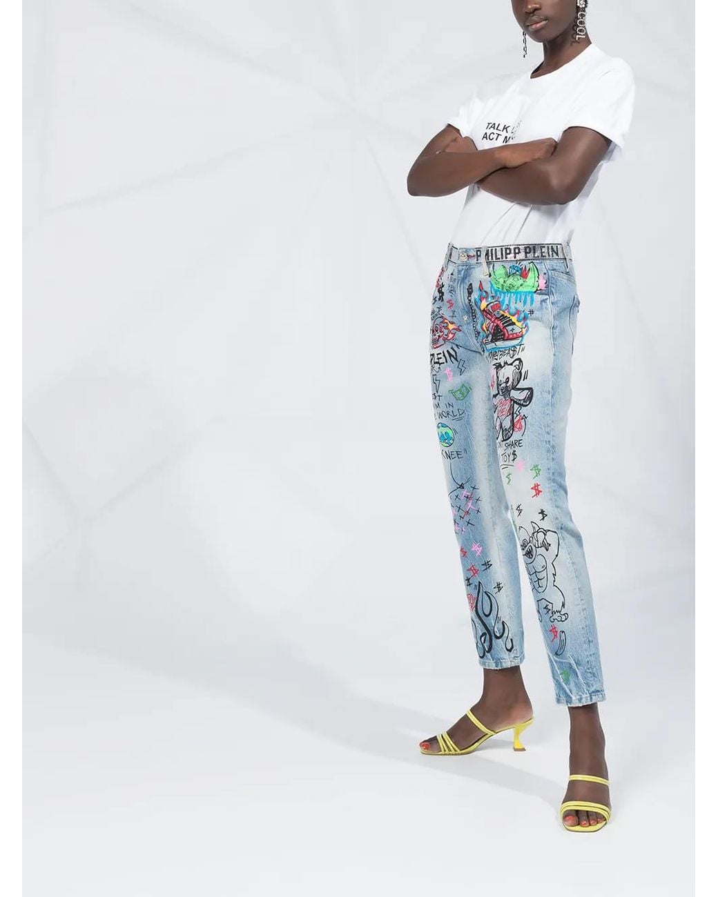 Jean À Imprimé Graffiti Philipp Plein en coloris Blue