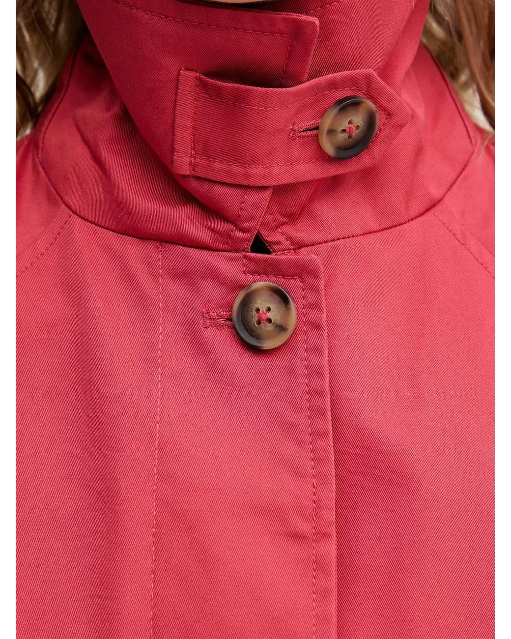 Benetton Red Raglan-Sleeve Button-Up Coat
