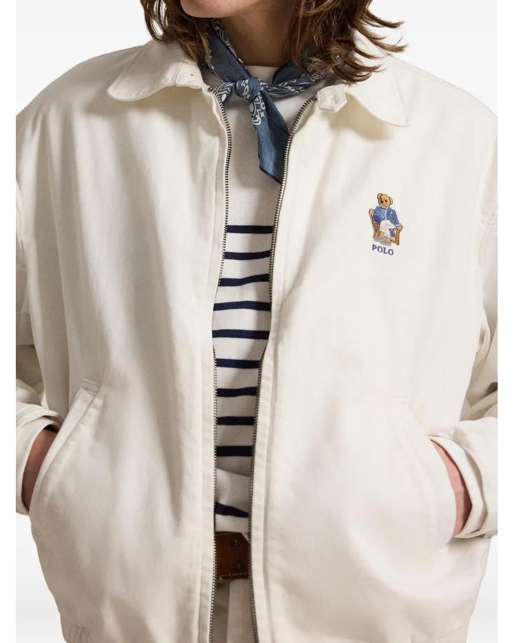 Polo Ralph Lauren White Bear-Embroidered Twill Jacket for men