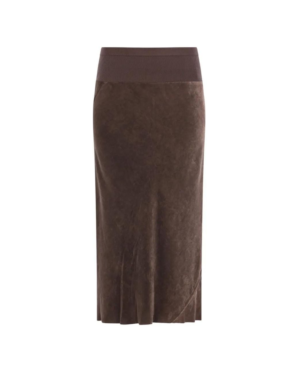 Rick Owens Brown Tower Knee Bias Skirt