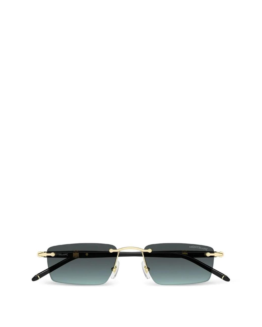 Montblanc Metallic Rectangle-Frame Rimless Sunglasses for men
