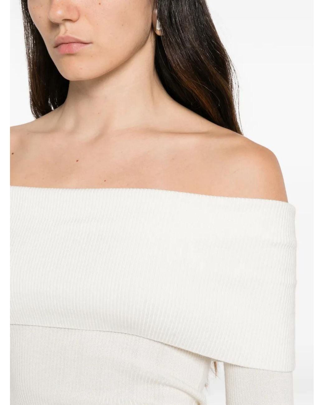 Alice + Olivia White Dolan Foldover Sweater