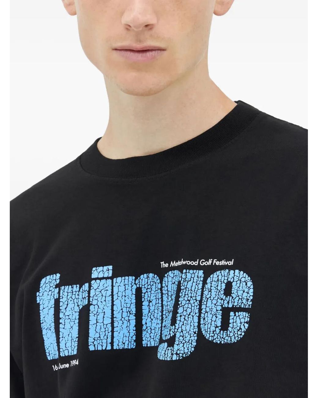 METALWOOD STUDIO Black Fringe T-Shirt for men