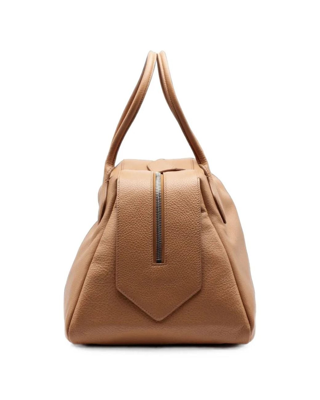 MINOBOSSI Brown Abigail Grained Leather Tote Bag