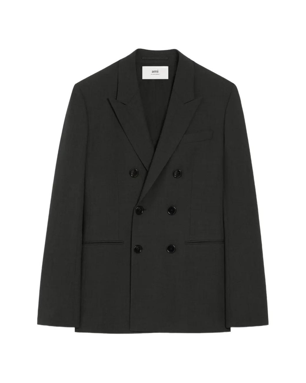 AMI Black Double-Breasted Wool Blazer