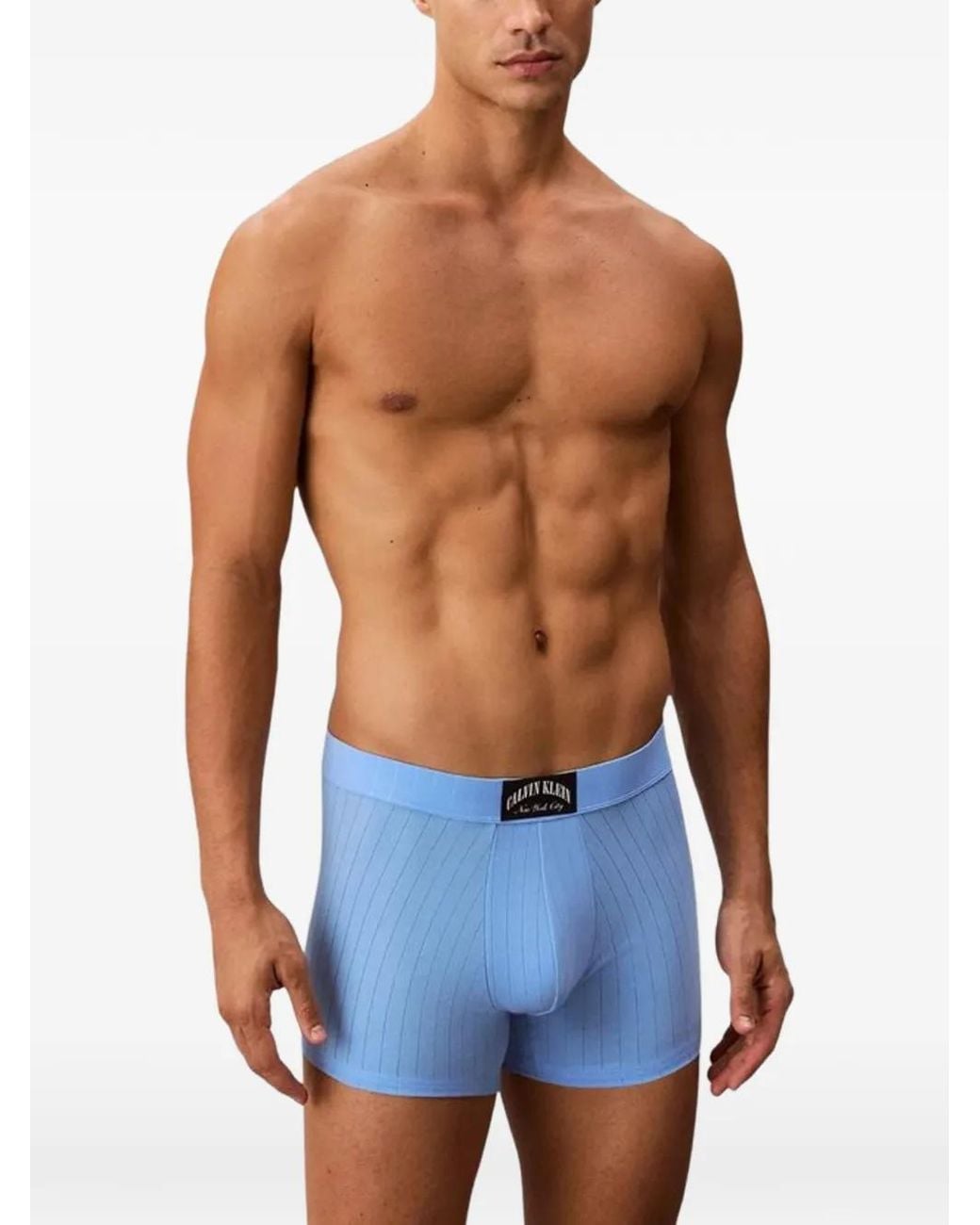 Calvin Klein Blue Heritage Classic Ribbed-Knit Boxers for men