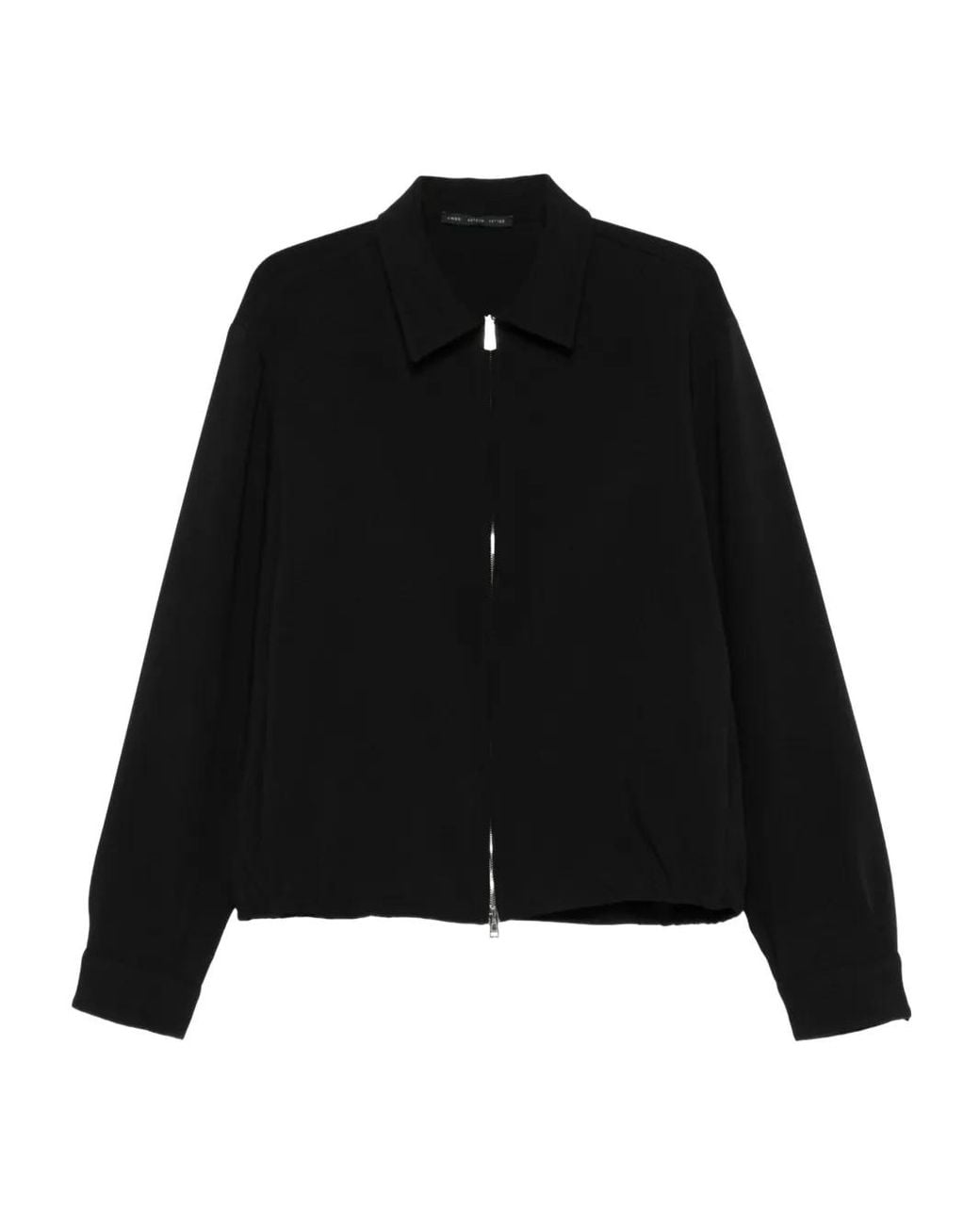 Low Brand Black Zip-Front Collared Shirt Jacket for men