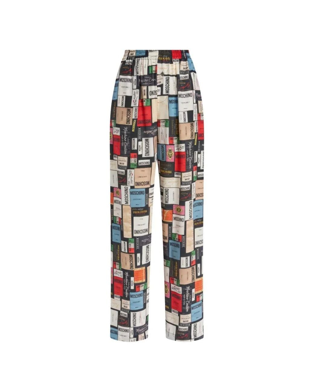 Moschino White Printed Silk Trousers