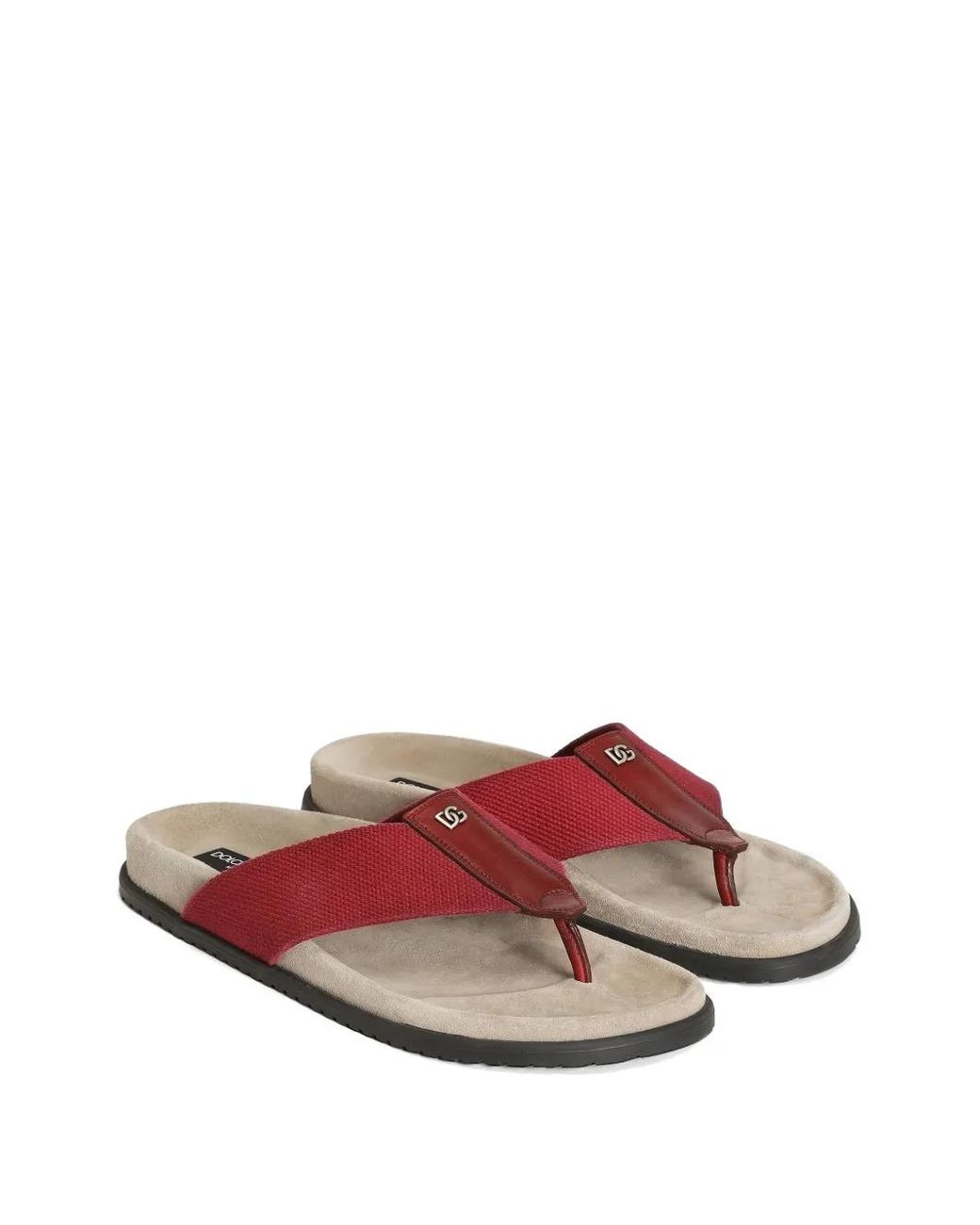 Dolce & Gabbana Red Logo Flip Flops for men