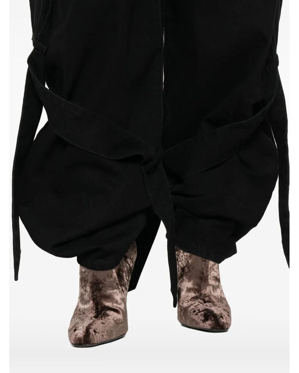 The Attico Black Voluminous Jeans With Unique Ties