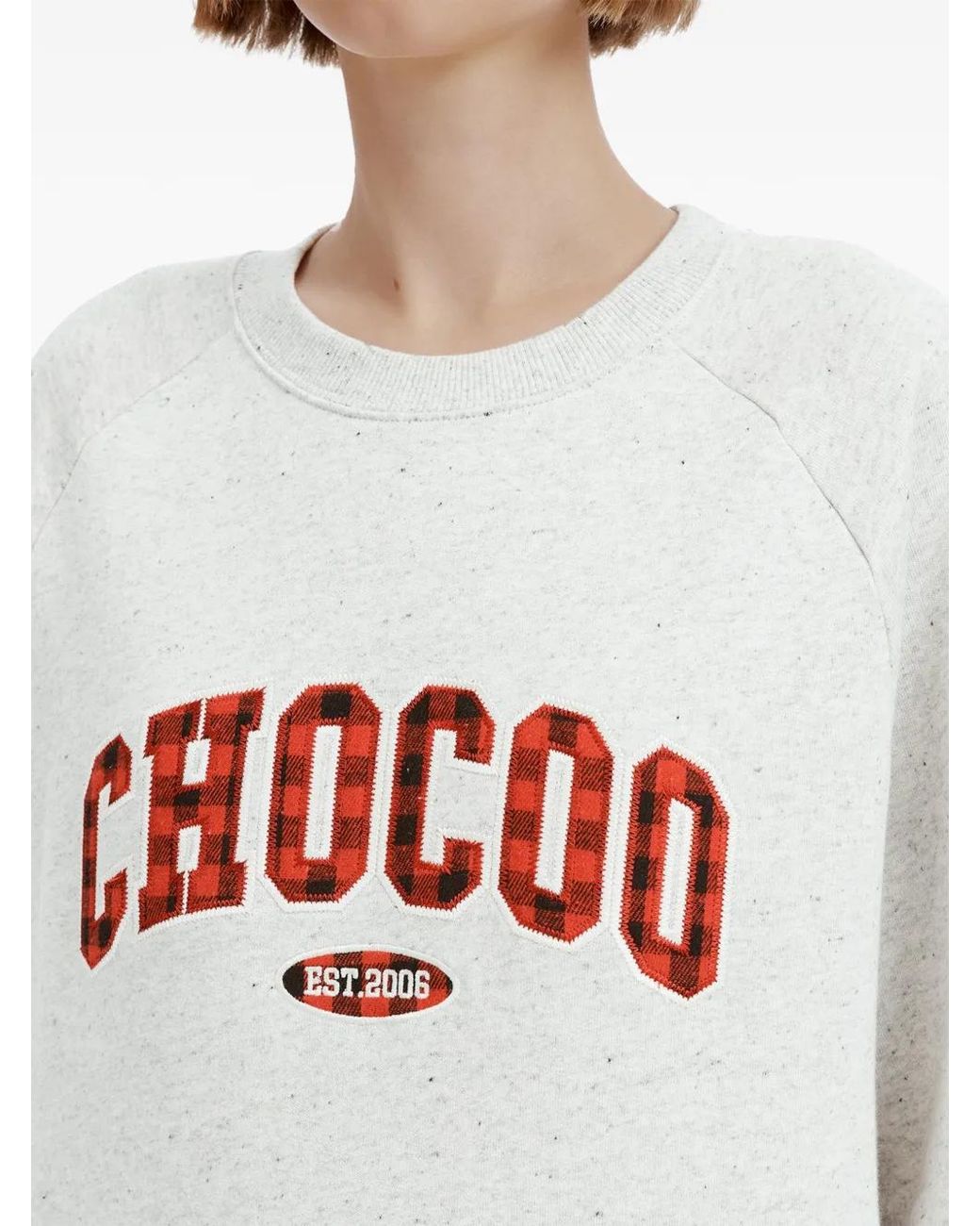 Chocoolate White Logo-Appliqué Raglan-Sleeve Hoodie