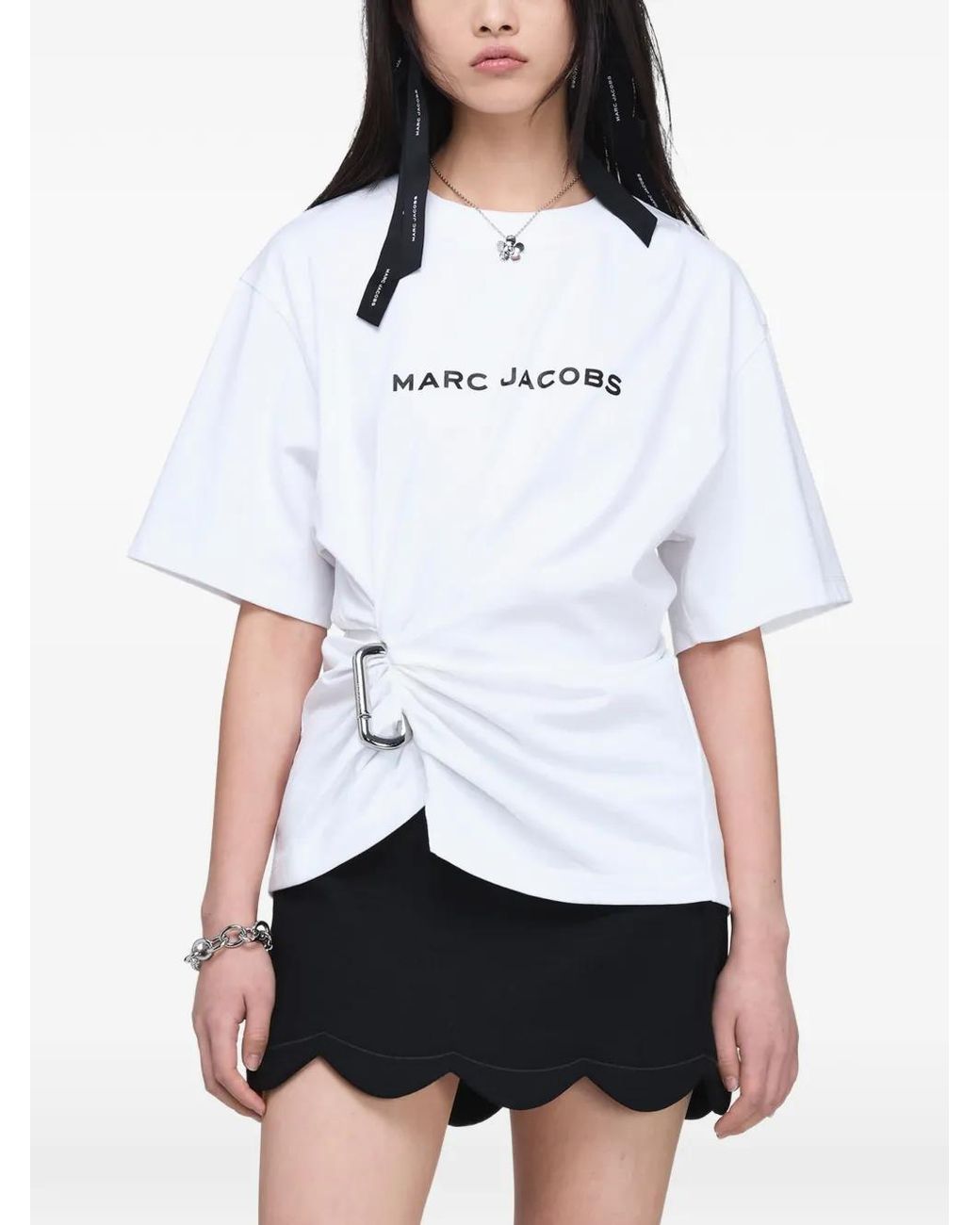 Marc Jacobs White Pop J Marc Logo Drape Boxy Tee
