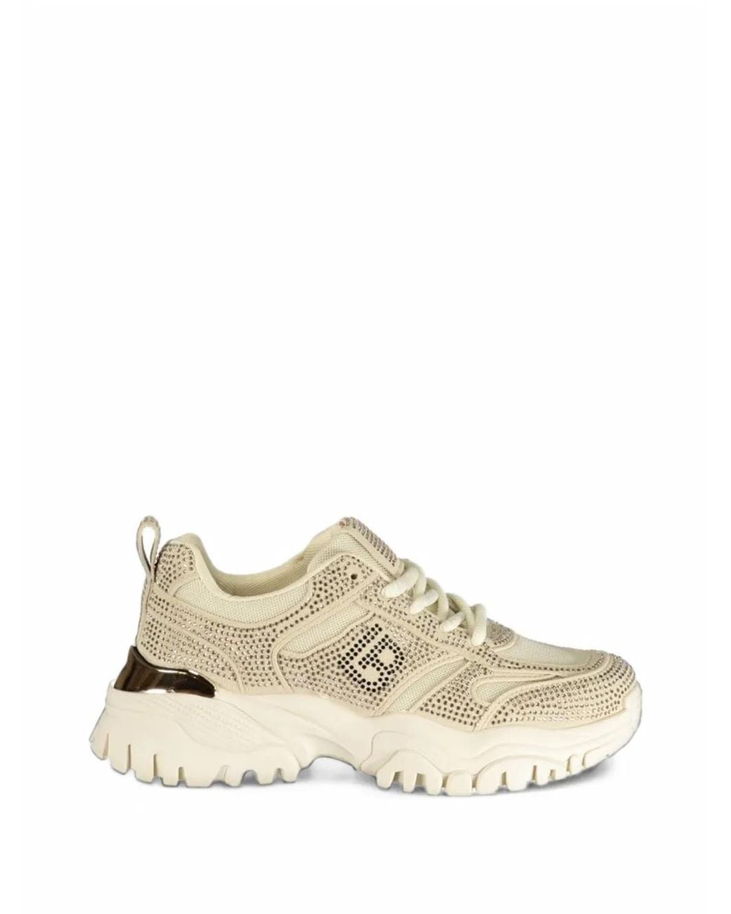 Laura Biagiotti White Crystal-Embellished Chunky-Sole Sneakers