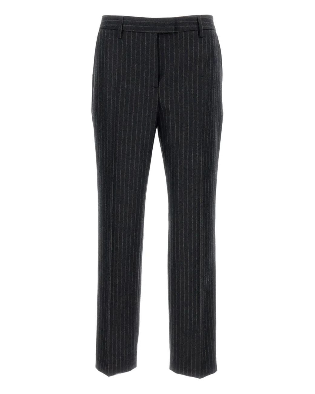 Alberto Biani Black Pinstripe Straight-Leg Trousers