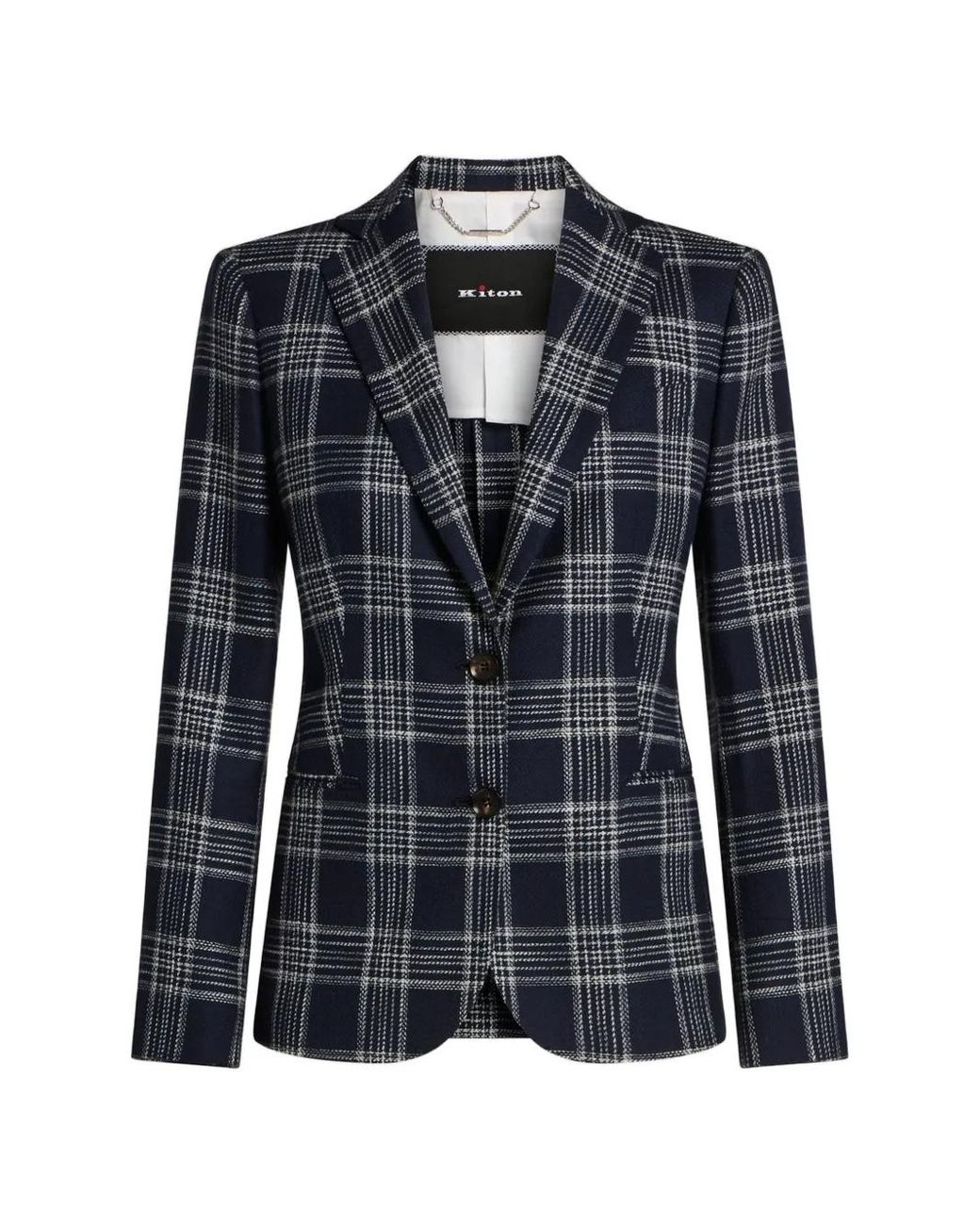 Kiton Blue Checked Tailored Jacket