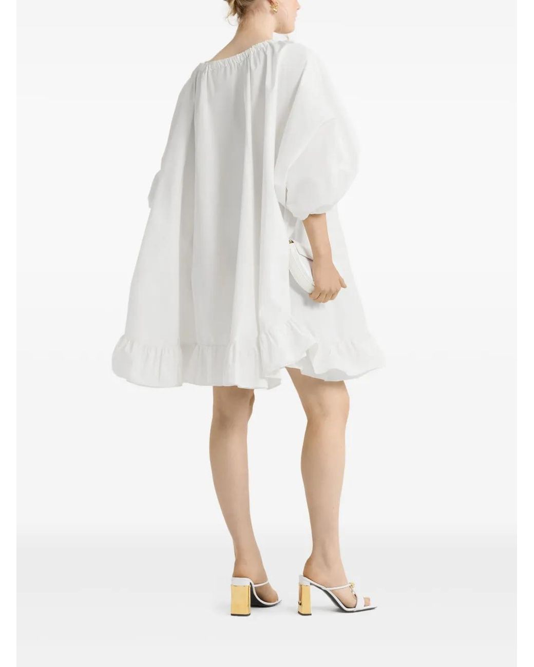 Patou White Ruffle-Hem Mini Dress