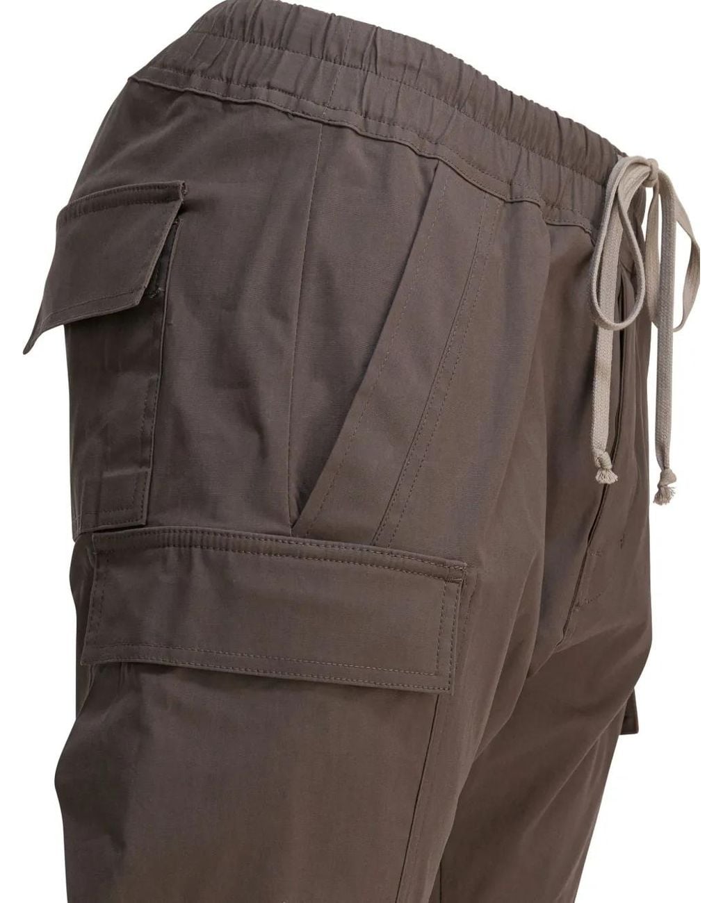 Rick Owens Gray Cargo-Pocket Drawstring Cargo Trousers for men