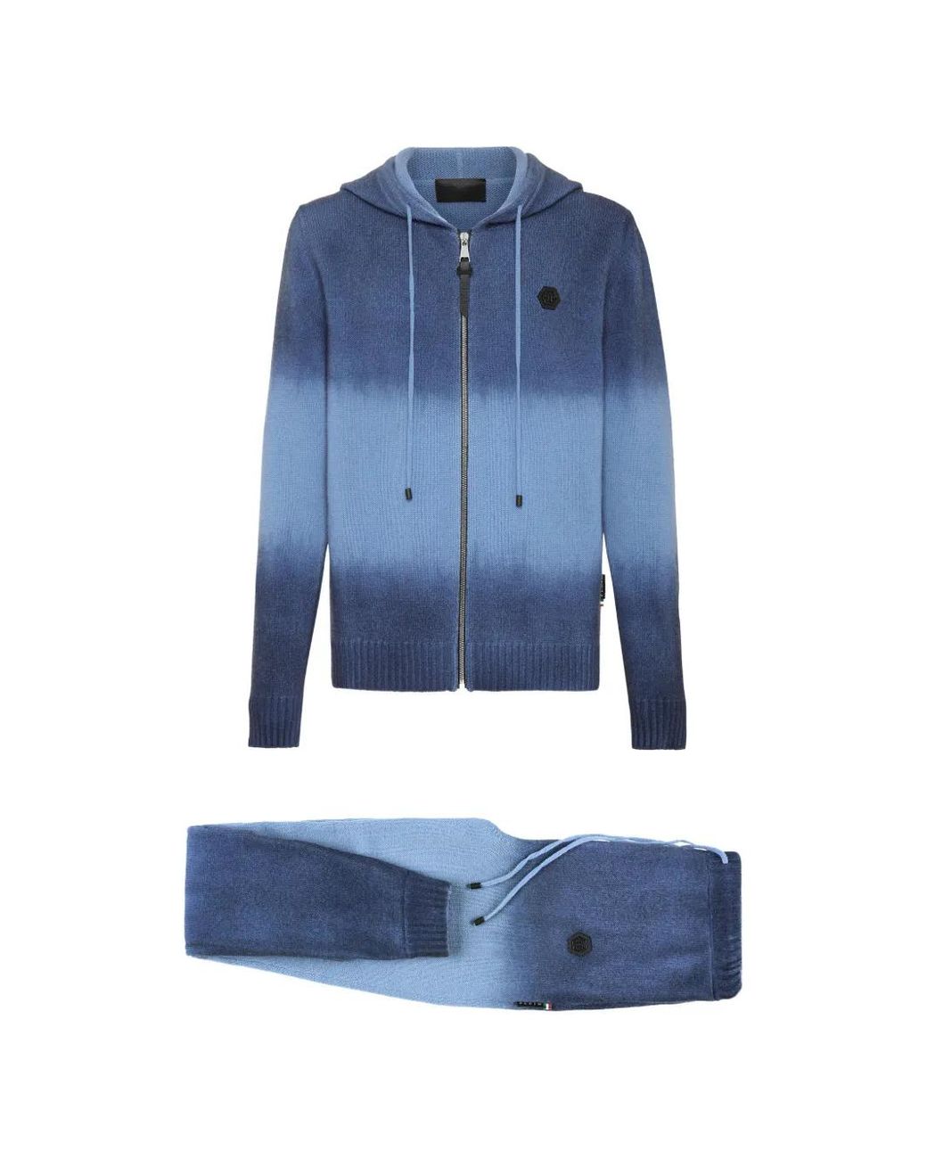 Philipp Plein Blue Gradient Effect Jacket Trousers Set for men