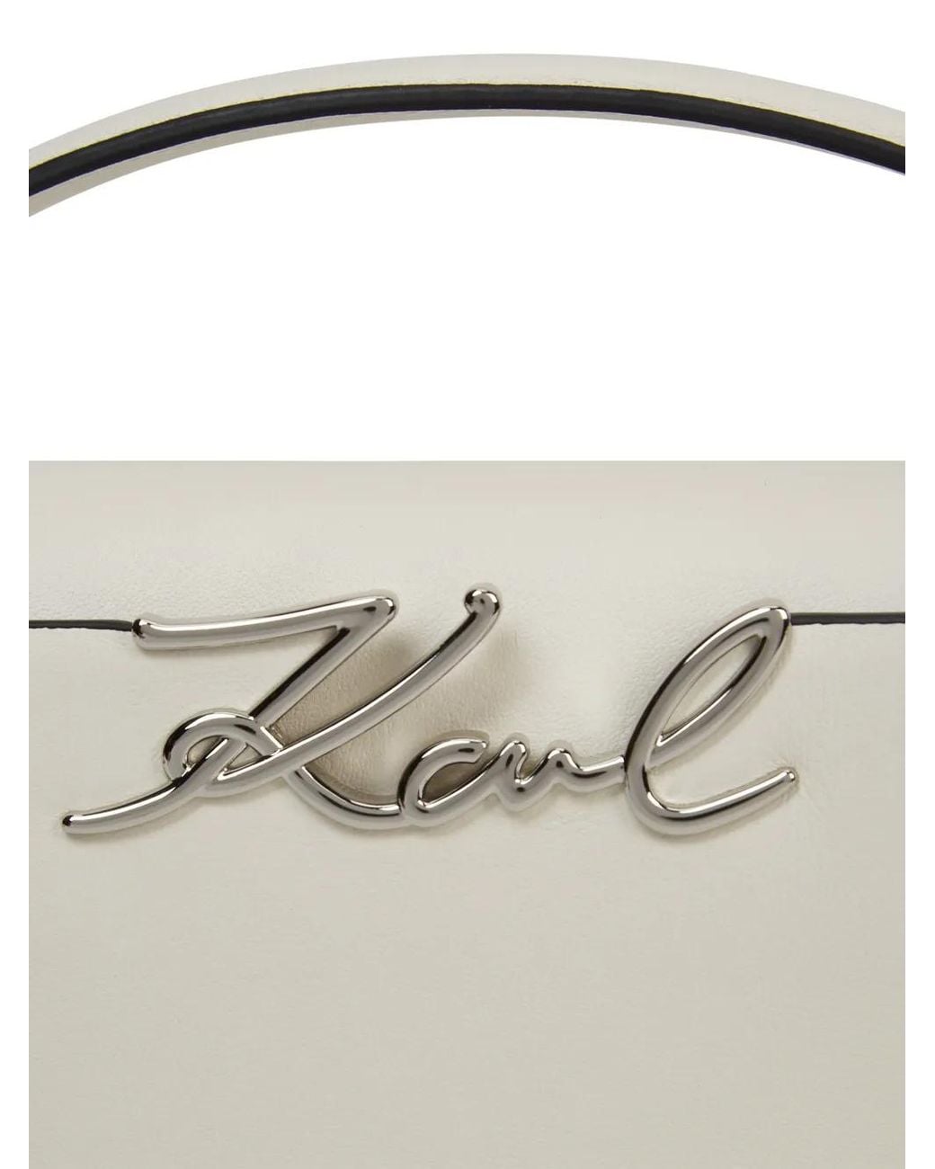 Karl Lagerfeld White K/Signature Top-Handle Crossbody Bag