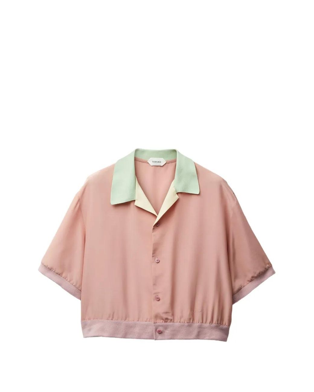 Versace Pink Silk-Poplin Crop Shirt