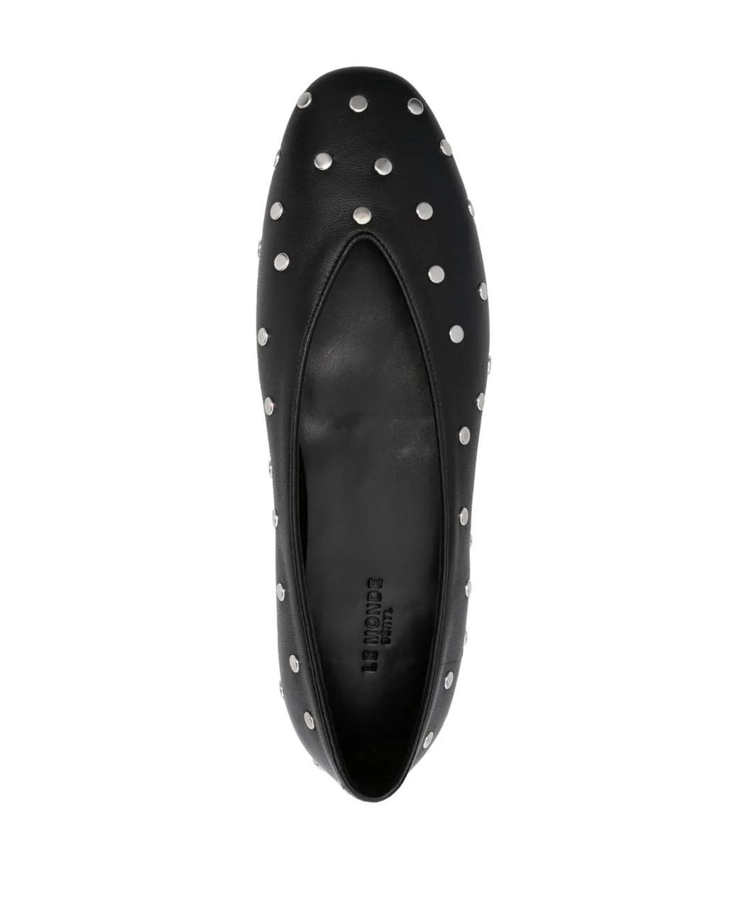 Le Monde Beryl Black Luna Stud-Embellished Leather Ballerina Shoes