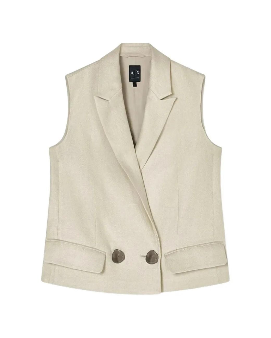 ARMANI EXCHANGE Natural Double-Breasted Linen Waistcoat