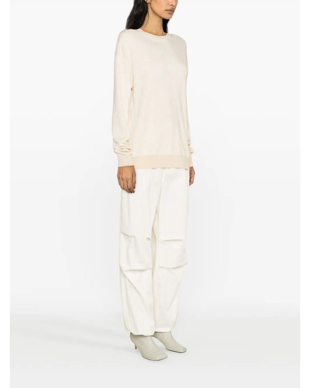Moschino White Logo-Print Sweater