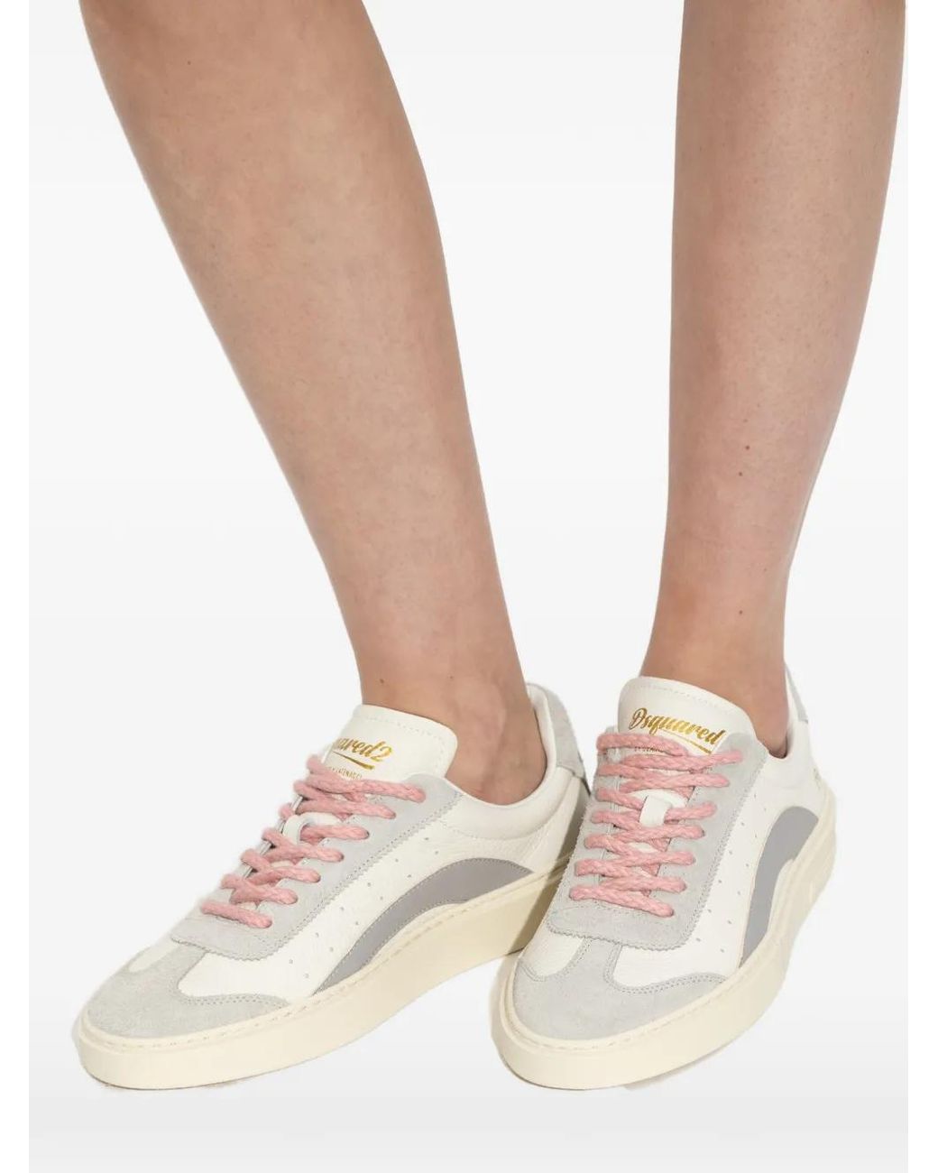 DSquared² White Perforated Panelled Sneakers