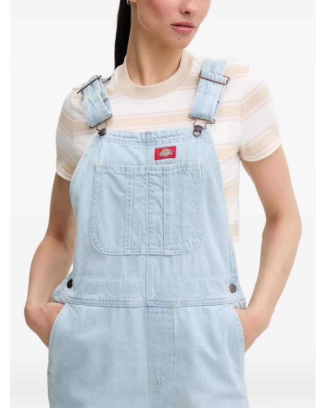 Dickies Blue Patch-Pocket Denim Dungarees