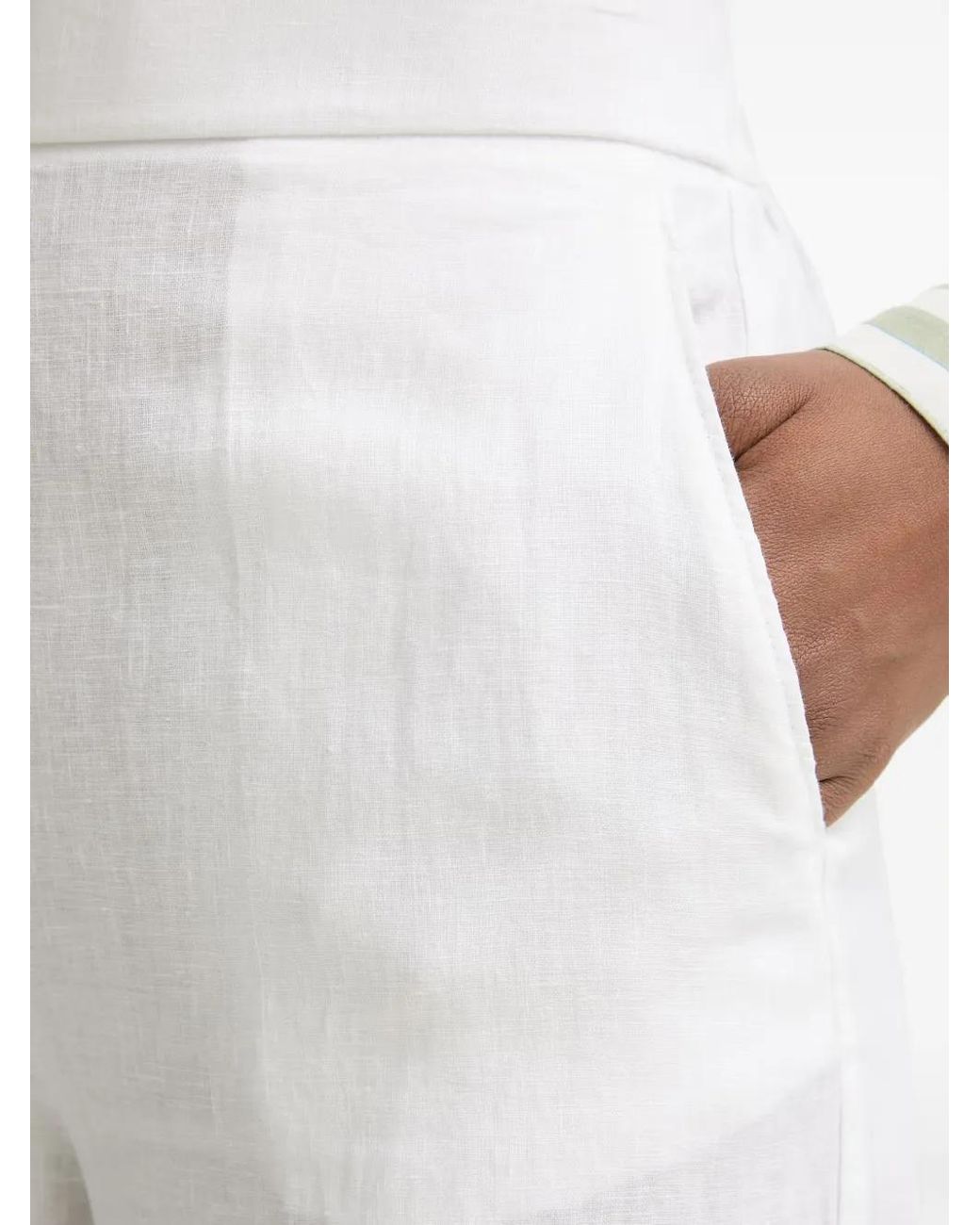 Benetton White Pressed-Crease Wide-Leg Trousers