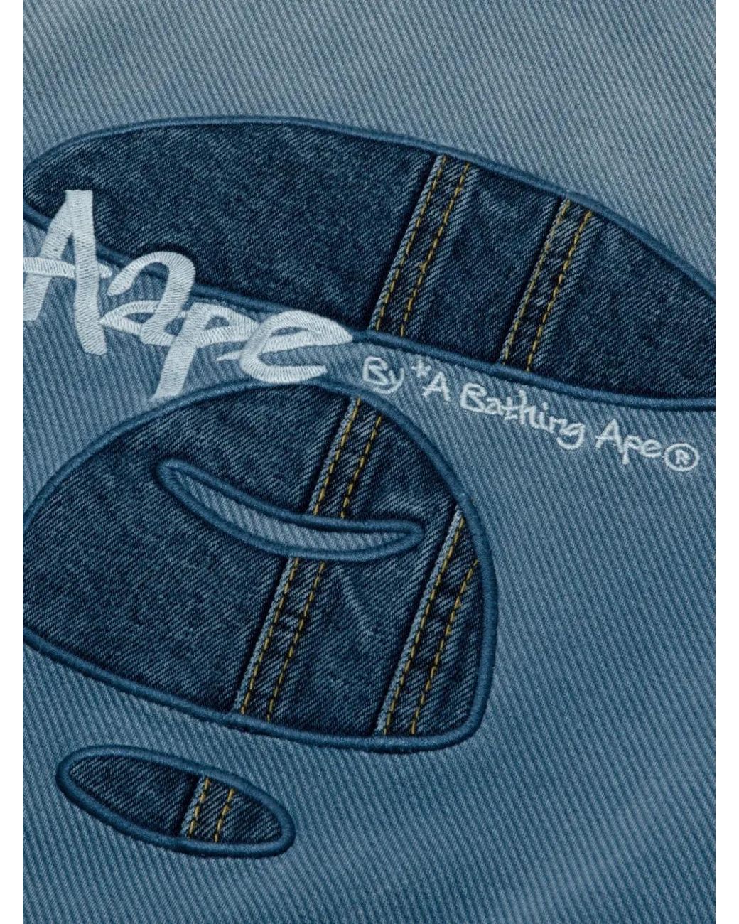 Aape By A Bathing Ape Blue Denim-Patch Graffiti-Print Sweater for men
