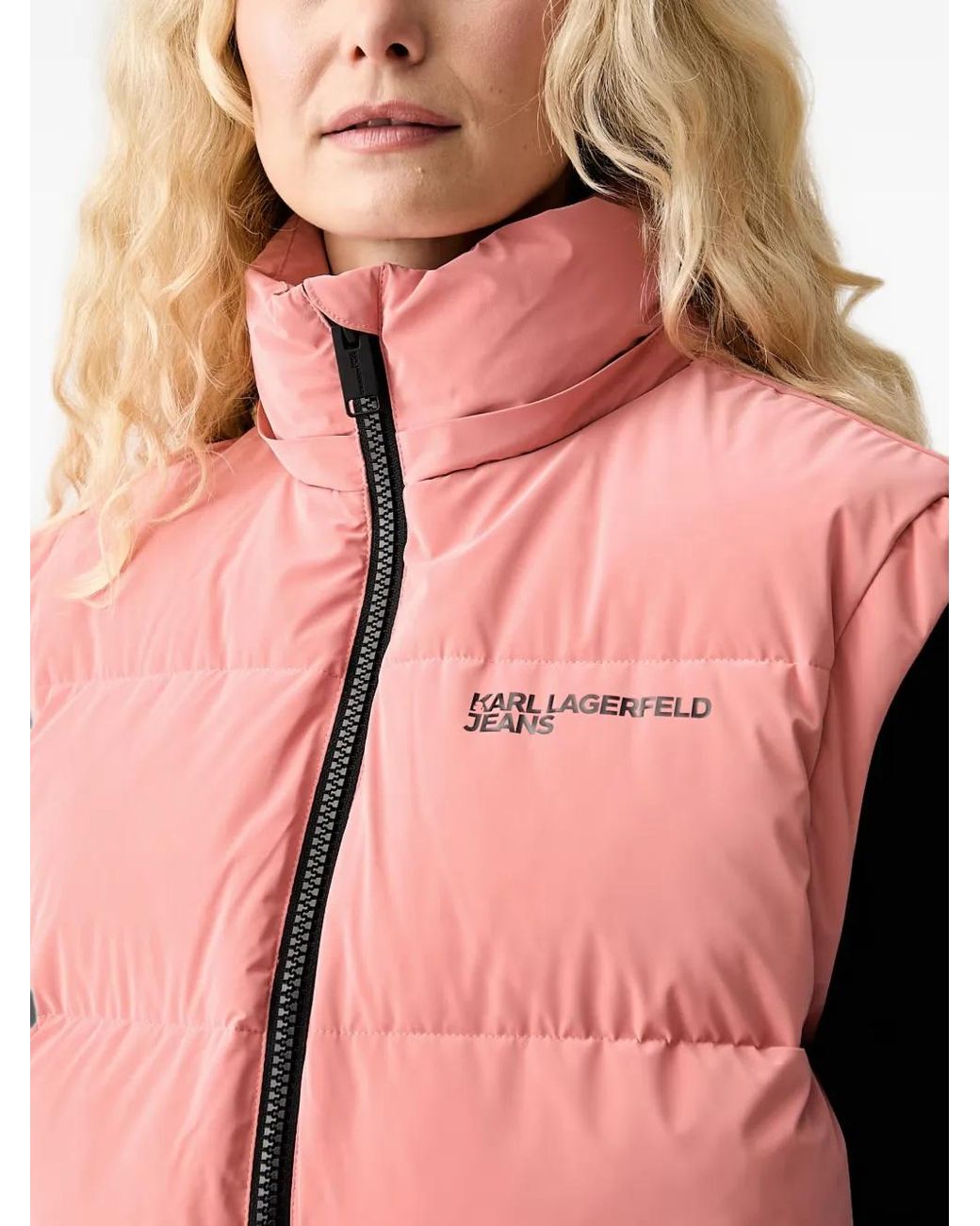 Karl Lagerfeld Pink Padded Hooded Gilet