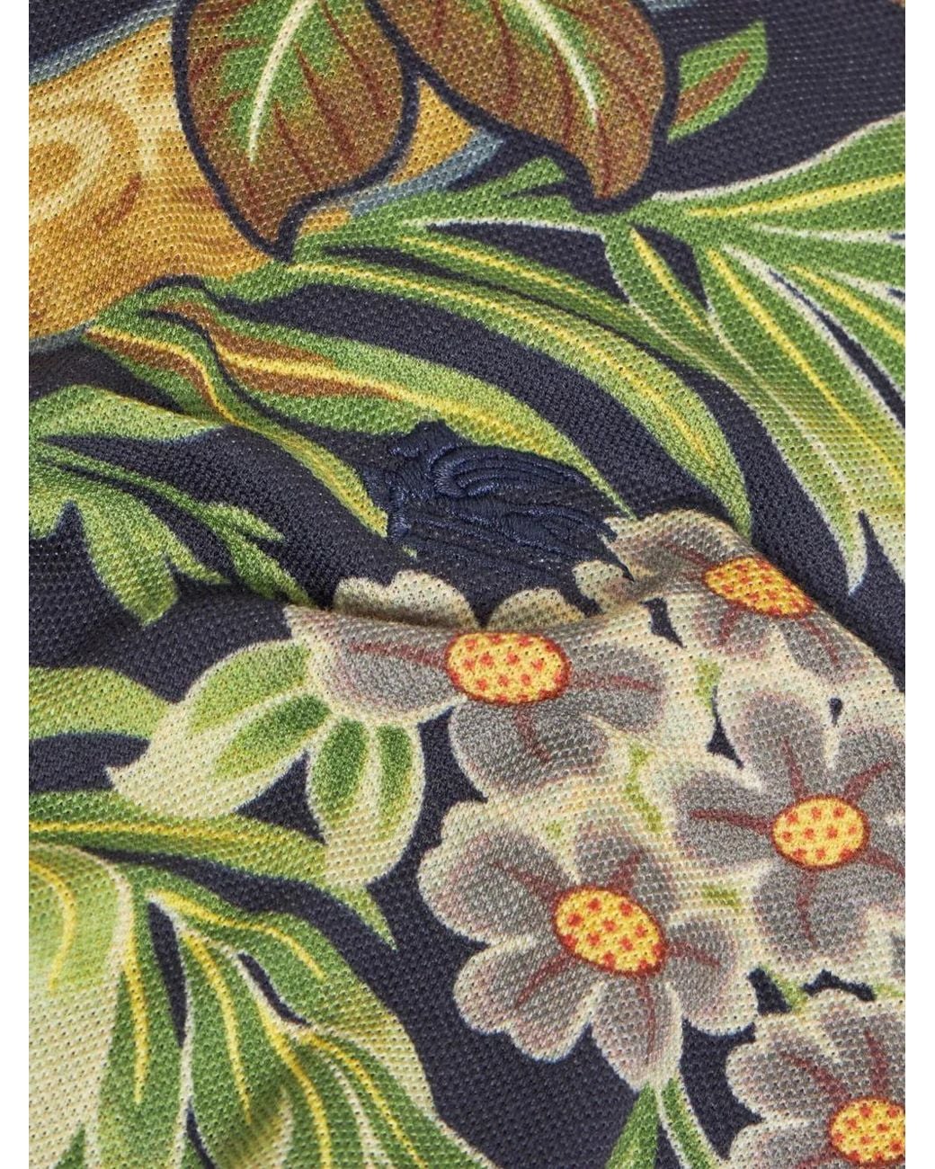 Etro Multicolor Polo Shirt With Floral Print for men