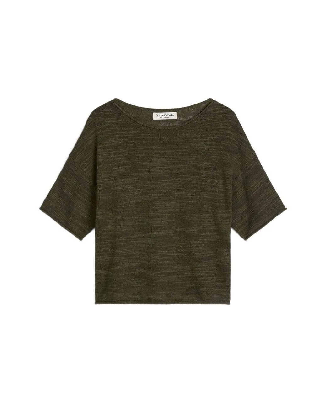 Marc O' Polo Green Fine-Knit Short-Sleeved Sweater