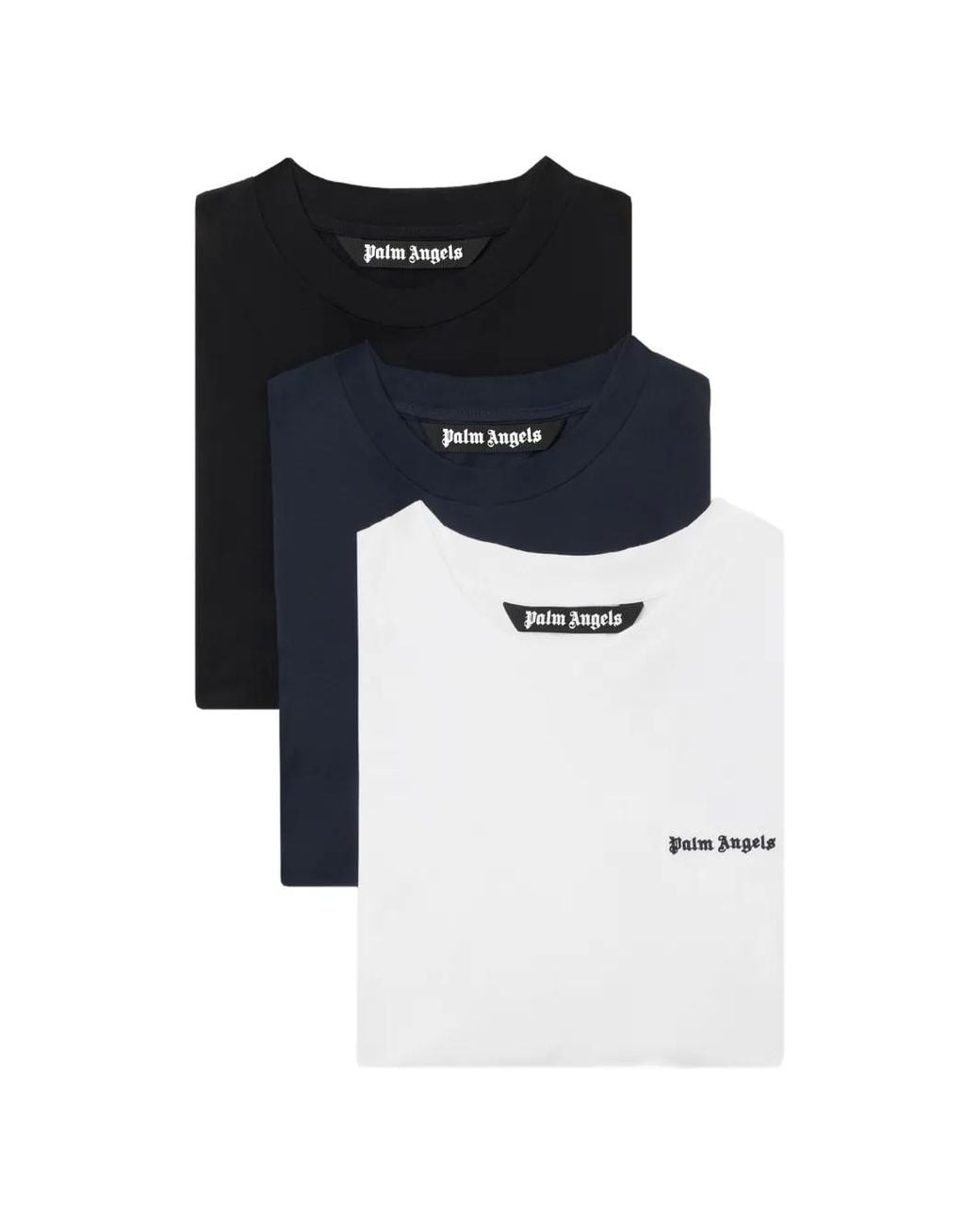 Palm Angels Blue Cotton T-Shirt (Pack Of Three) for men