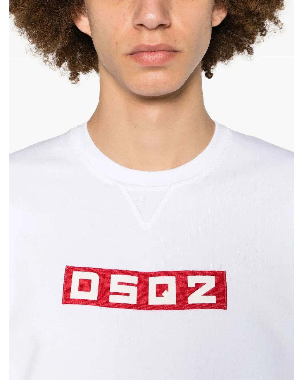 Sweat En Coton À Patch Logo DSquared² pour homme en coloris White