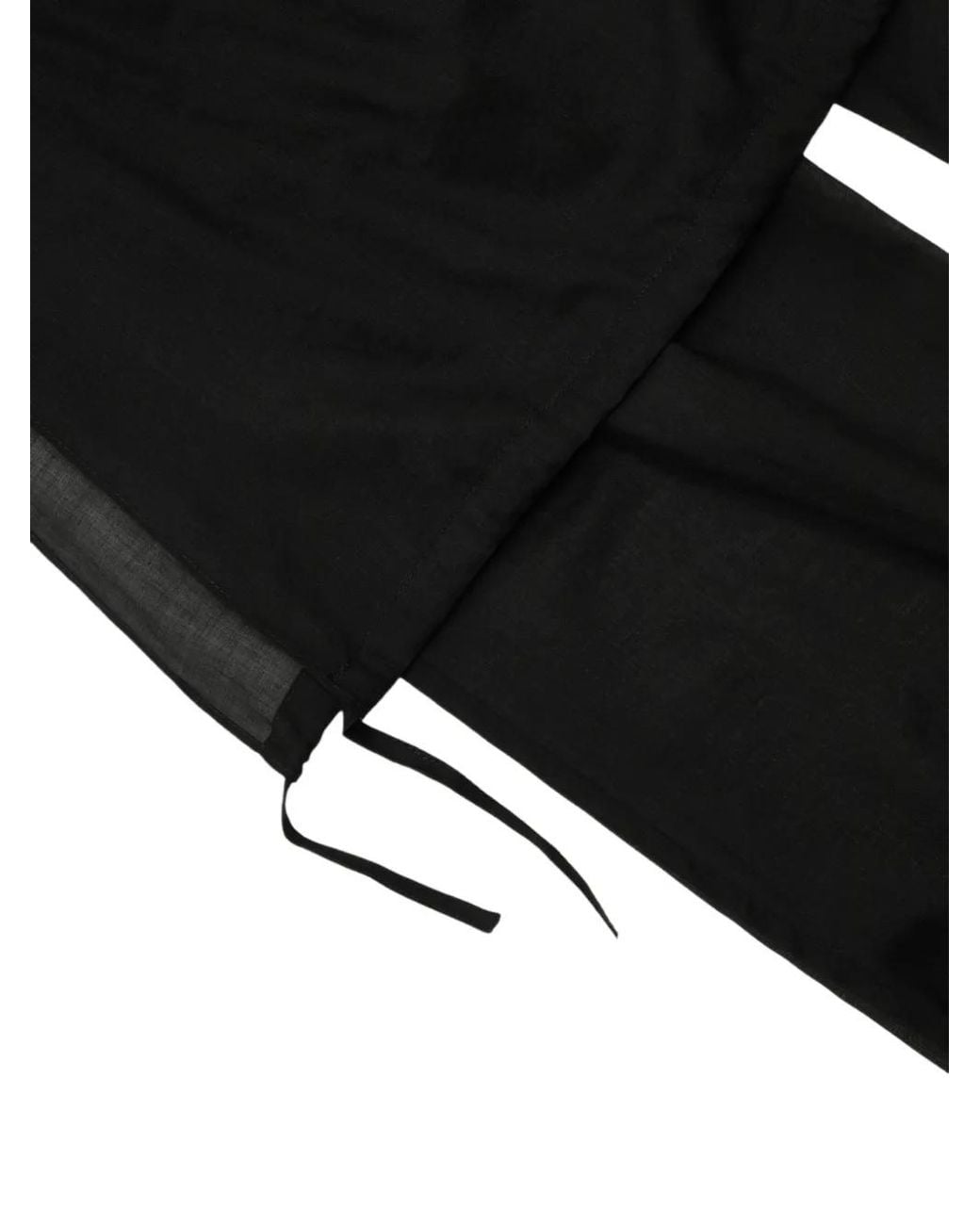 Amomento Black Layered Drawstring Straight-Leg Trousers