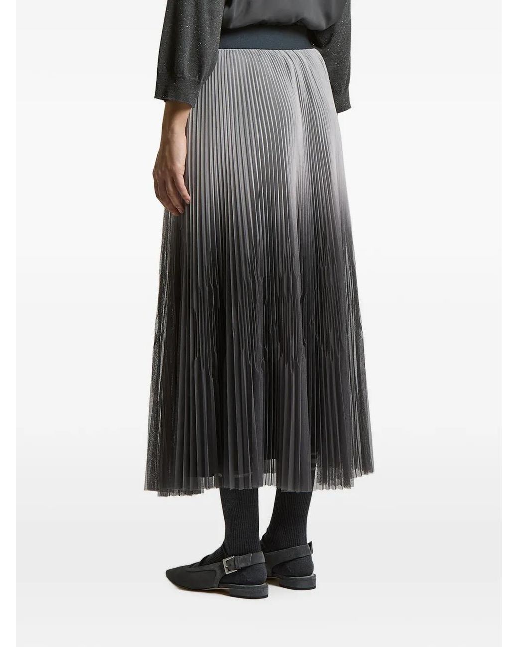 Peserico Black Pleated Midi Skirt