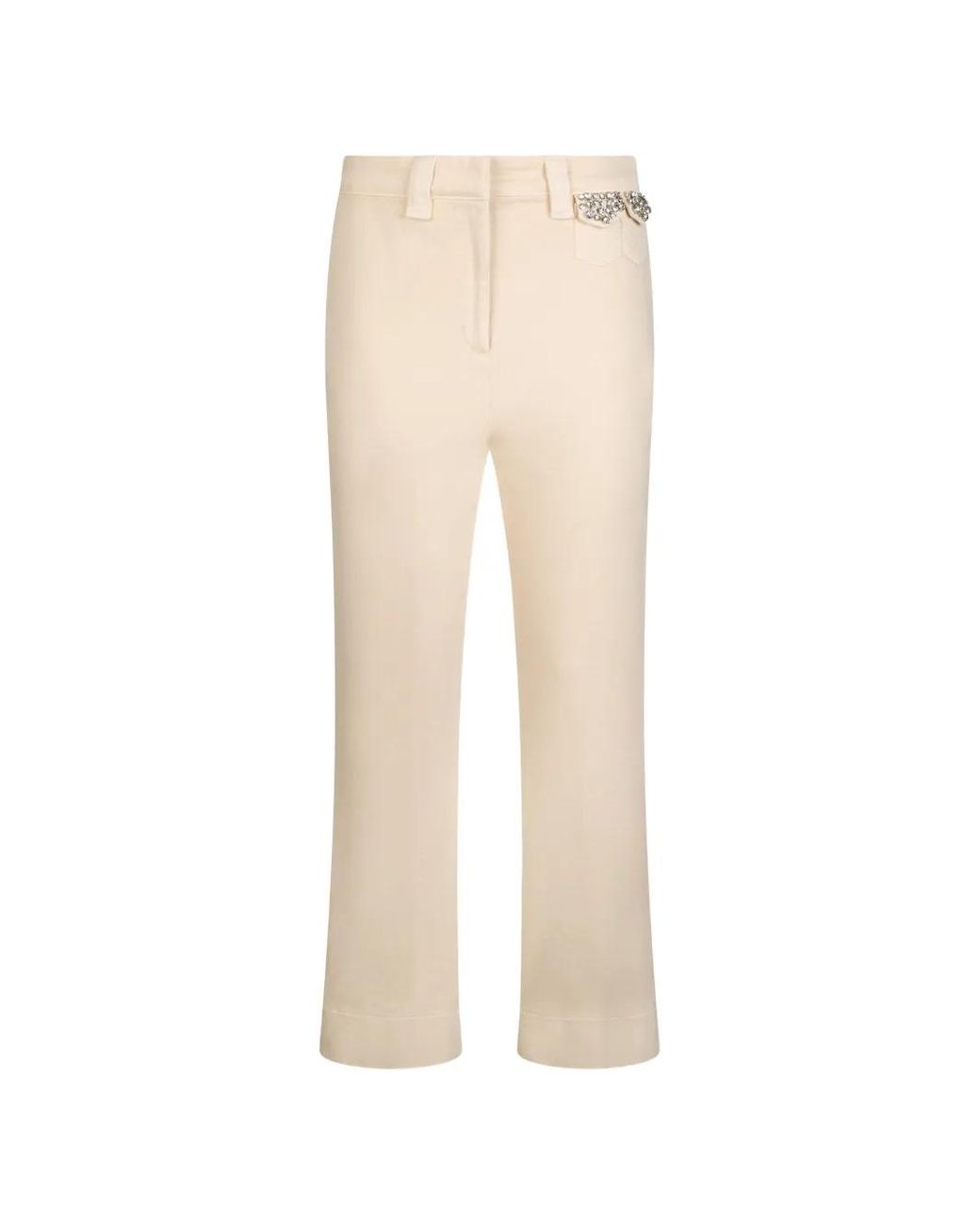 Liu Jo White Mid-Rise Cropped Trousers