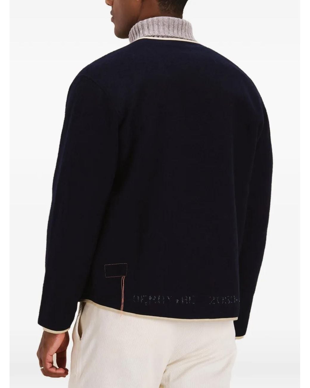 Fortela Blue Trim Zip Wool Jacket for men