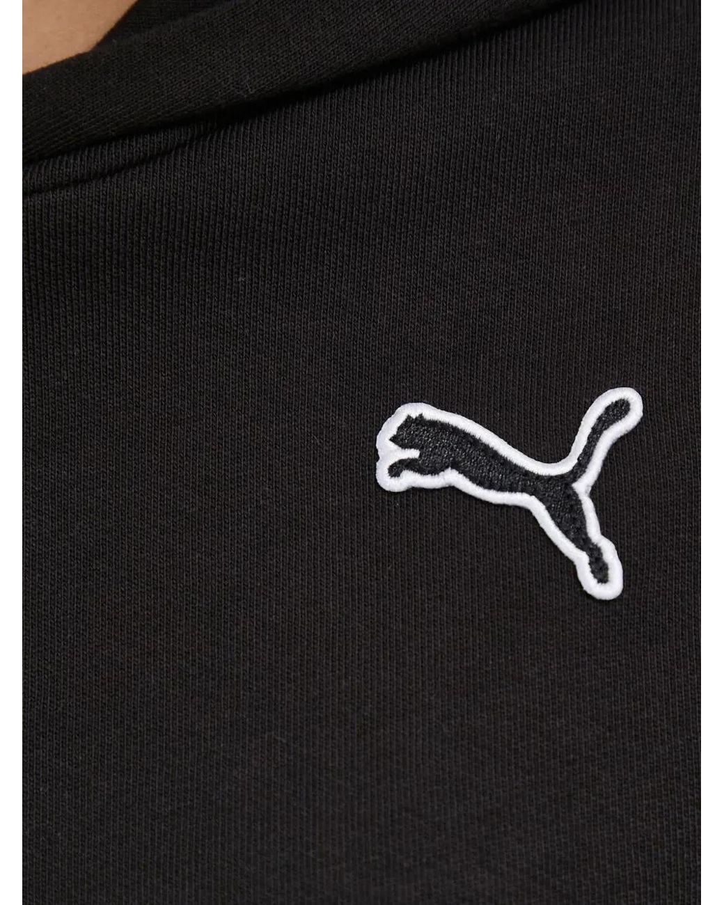 PUMA Black Better Essentials Logo-Embroidered Pouch-Pocket Hoodie