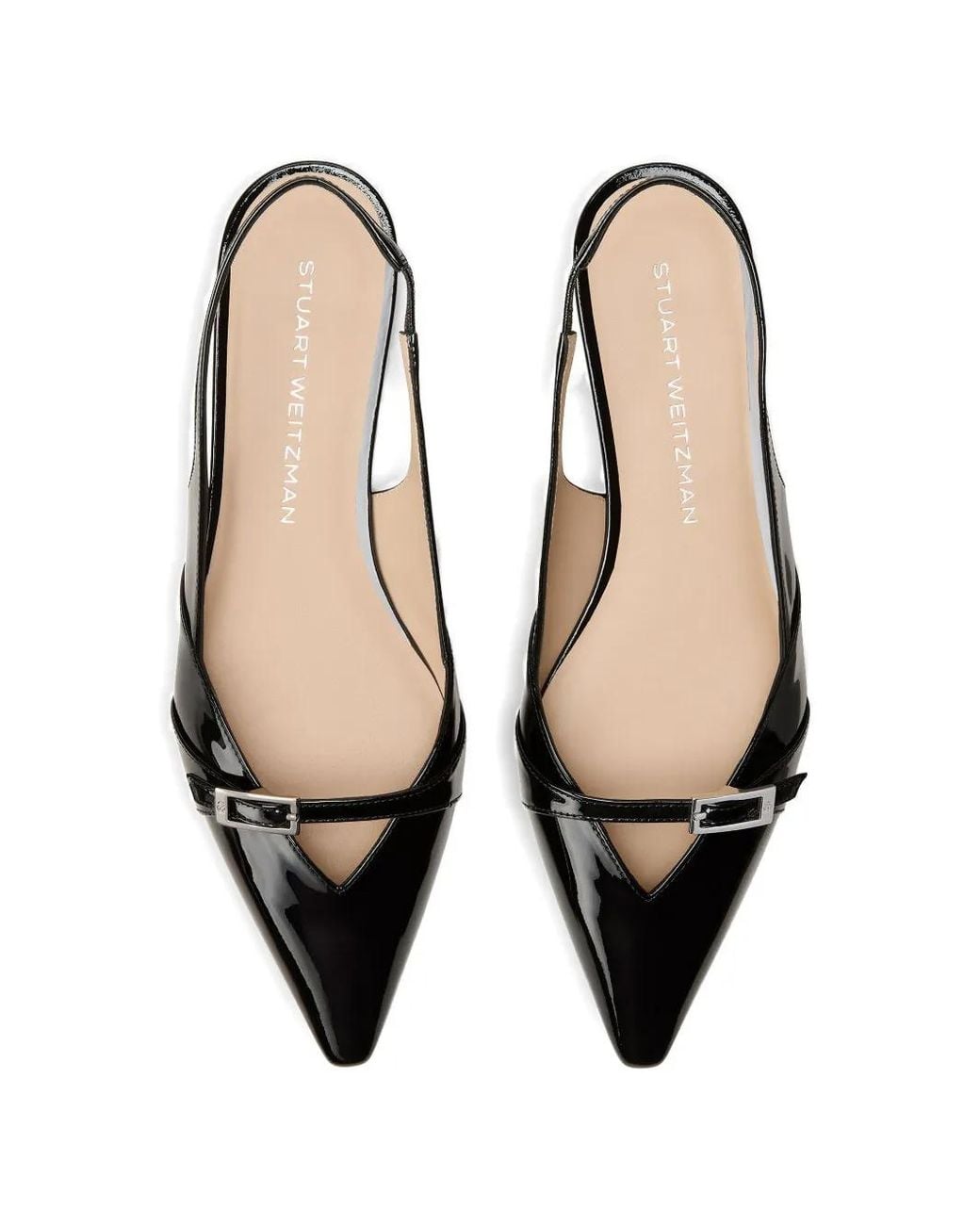 Stuart Weitzman White Georgie Flat Slingback Flats