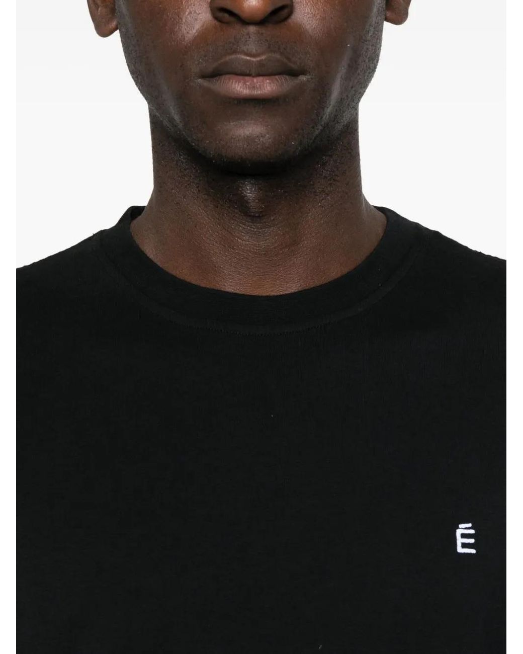 Etudes Studio Black É Logo-Embroidered T-Shirt for men