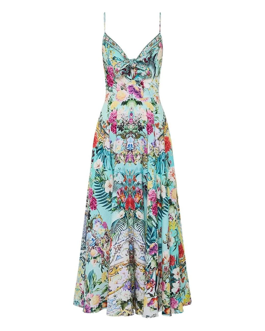 Camilla Blue Floral-Pattern Maxi Dress