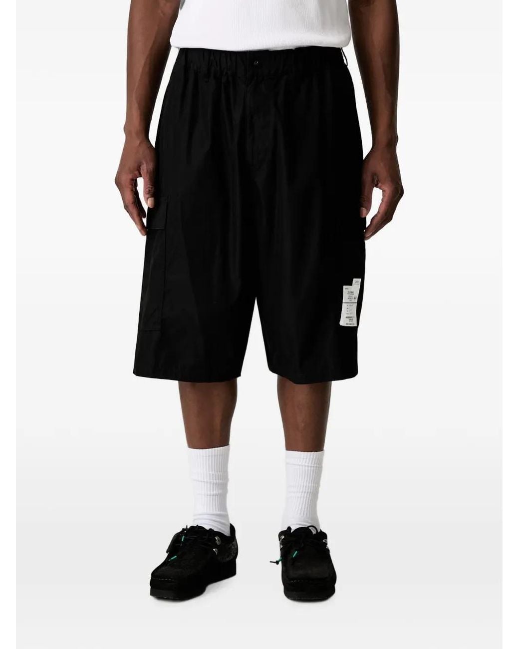 Neighborhood Black Logo-Patch Cargo Shorts for men